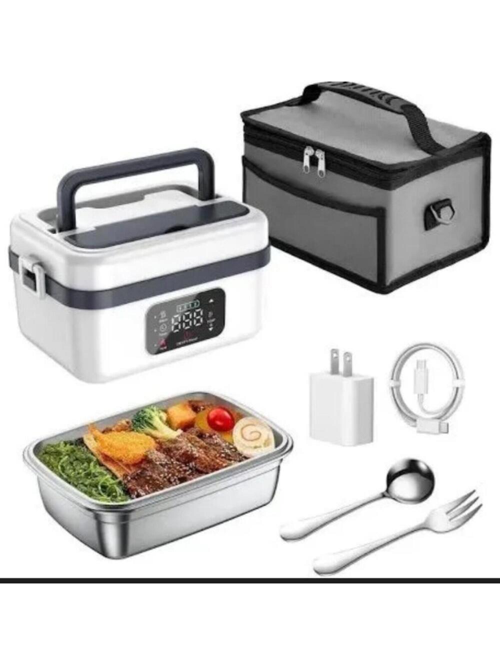 Electric Lunch Box Food Heater 110V/12V/24V 3 in 1 Portable Leak-Proof Container